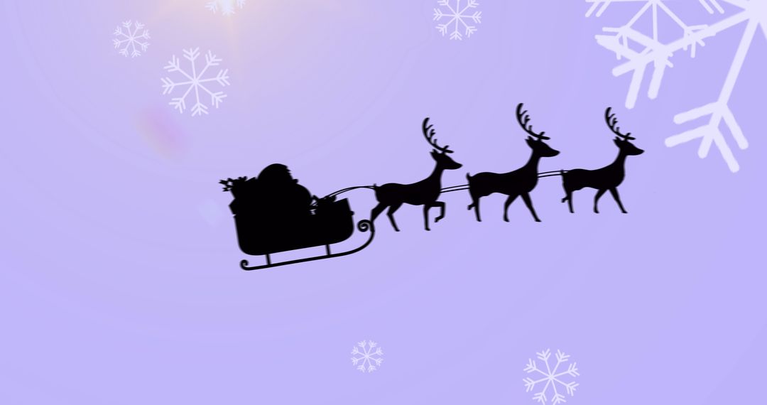 Santa Claus Sleigh Silhouette with Reindeer in Winter Sky - Free Images, Stock Photos and Pictures on Pikwizard.com