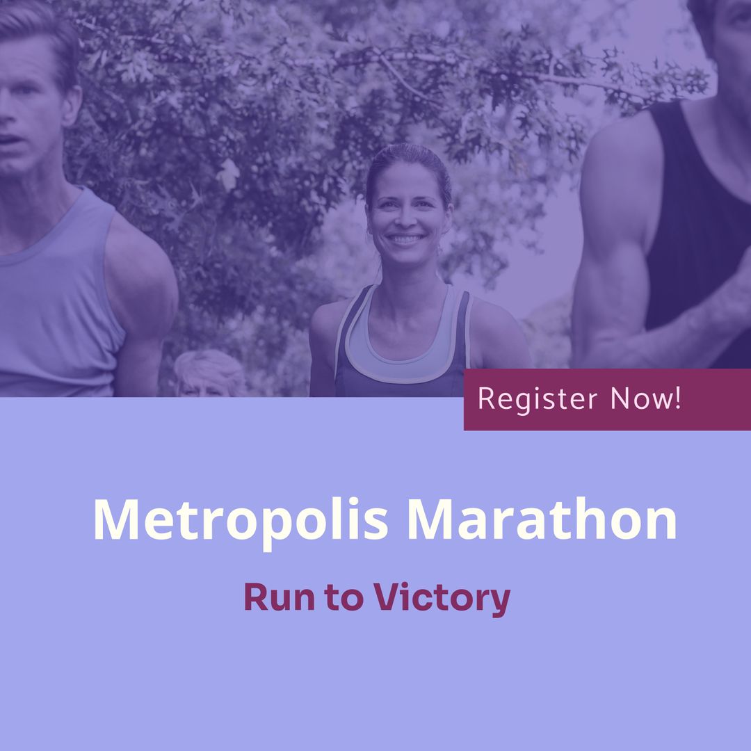Joyful Marathon Runners Winning Metropolis Marathon Event