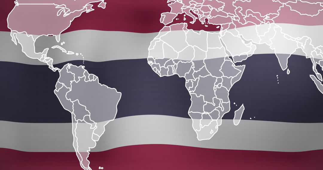 World Map Overlay on Waving Costa Rican Flag