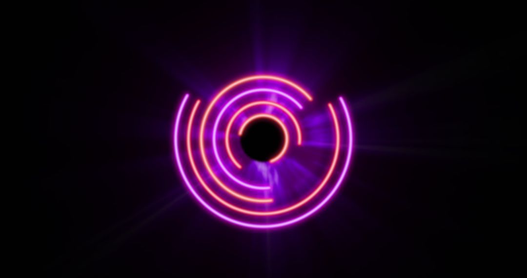 Vibrant Neon Circular Pattern on Black Background