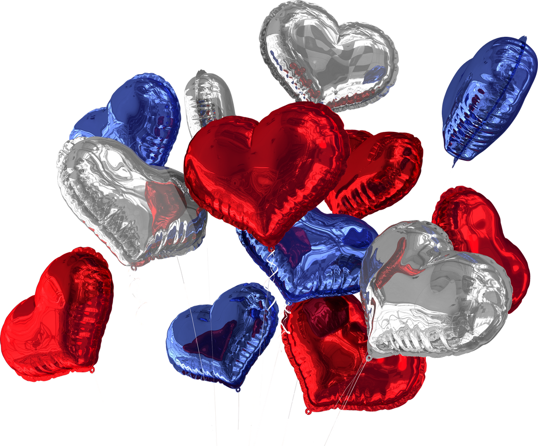 Transparent Red, Silver, and Blue Heart Balloons Collection - Download Free Stock Images Pikwizard.com