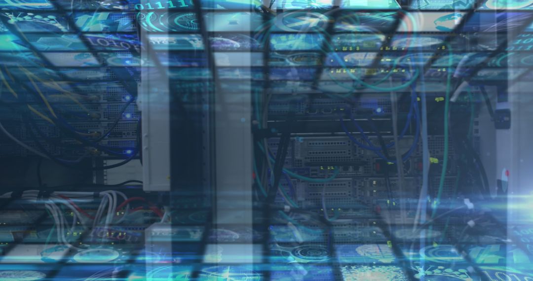 Digital Interface and Global Connections in Empty Server Room