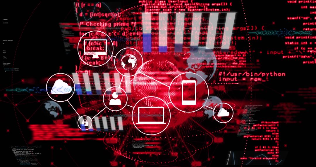 Cybersecurity and Technology Digital Interface with Icons