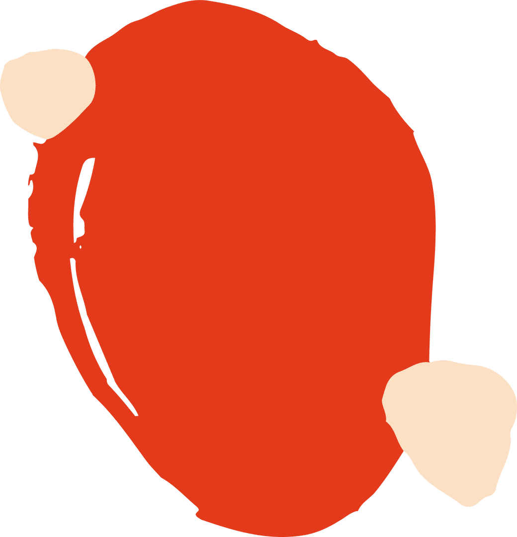 Vibrant Abstract Red-Orange Form on Transparent Background