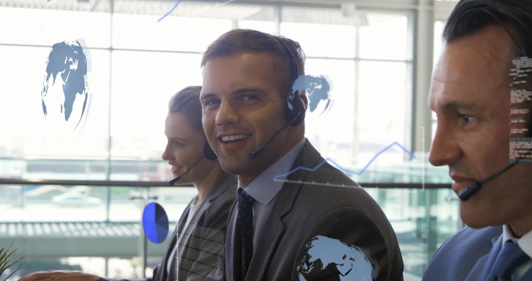 Customer Service Team in Office Discussing Global Finances