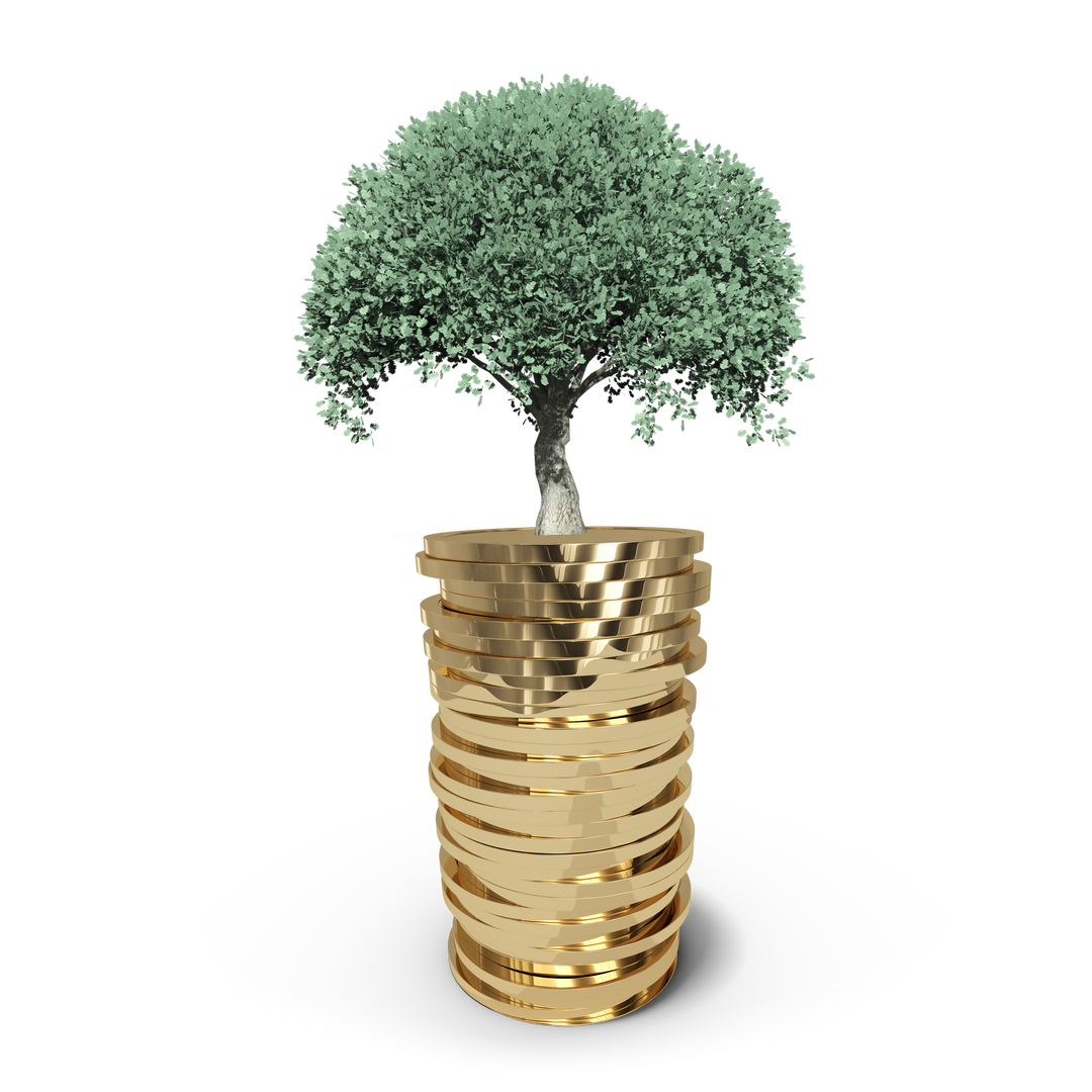 Tree Grown from Stacked Coins on Transparent Background - Download Free Stock Images Pikwizard.com