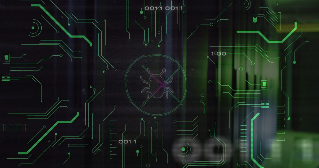 Cybersecurity Bug Threat in Digital Data Concept