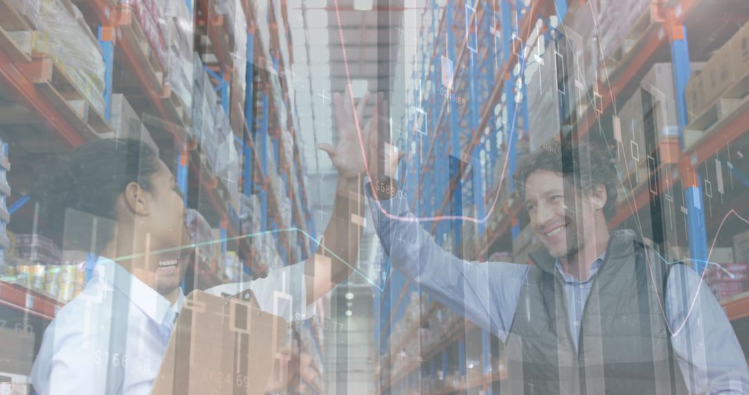 Logistics Professionals Analyzing Warehouse Performance Data