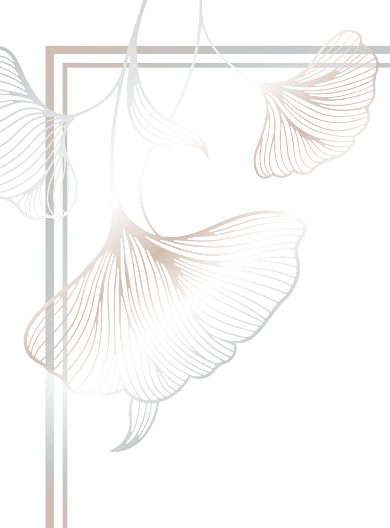 Transparent Fine Line Art of Ginkgo Leaves with Dual Frame