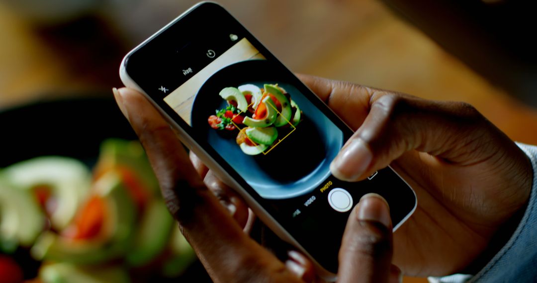 Person Taking Photo of Healthy Avocado Salad with Smartphone - Free Images, Stock Photos and Pictures on Pikwizard.com