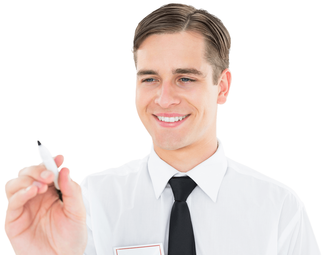 Transparent Concept: Businessman Writing Ideas with Marker