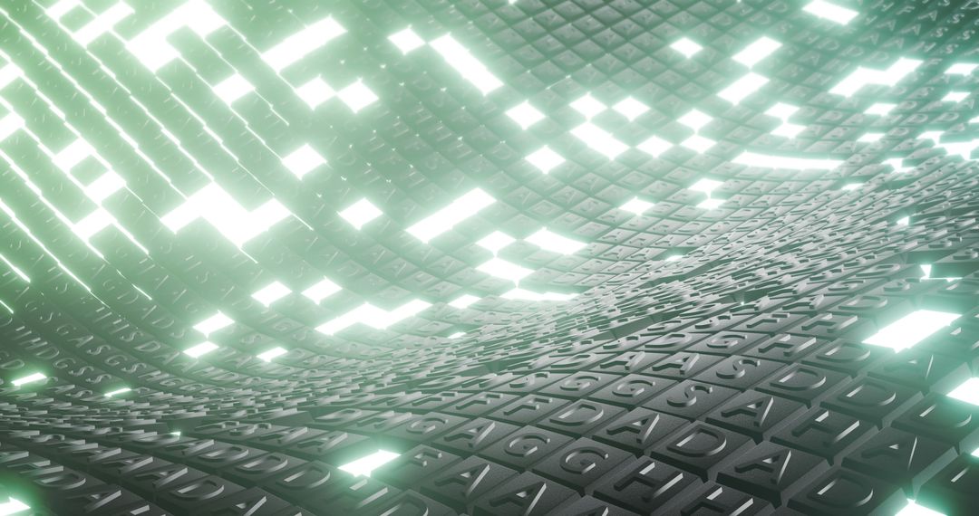 Futuristic Digital Tile Surface with Network Light Effects