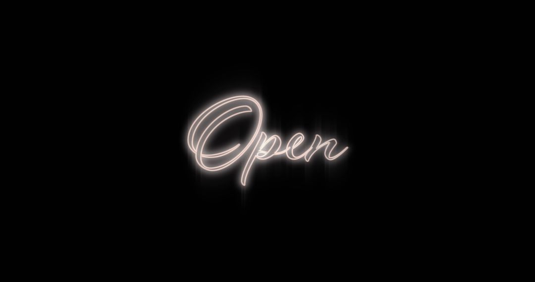 Neon Script 'Open' Greeting Against Black
