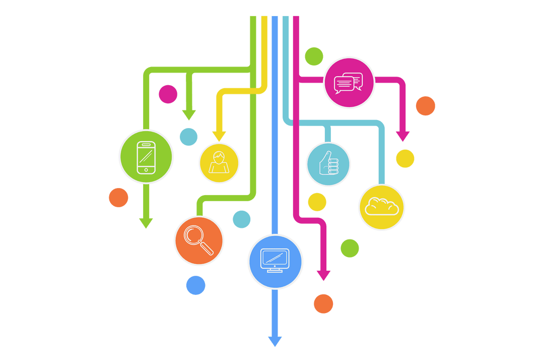 Colorful Social Media Network Icons on Transparent Background