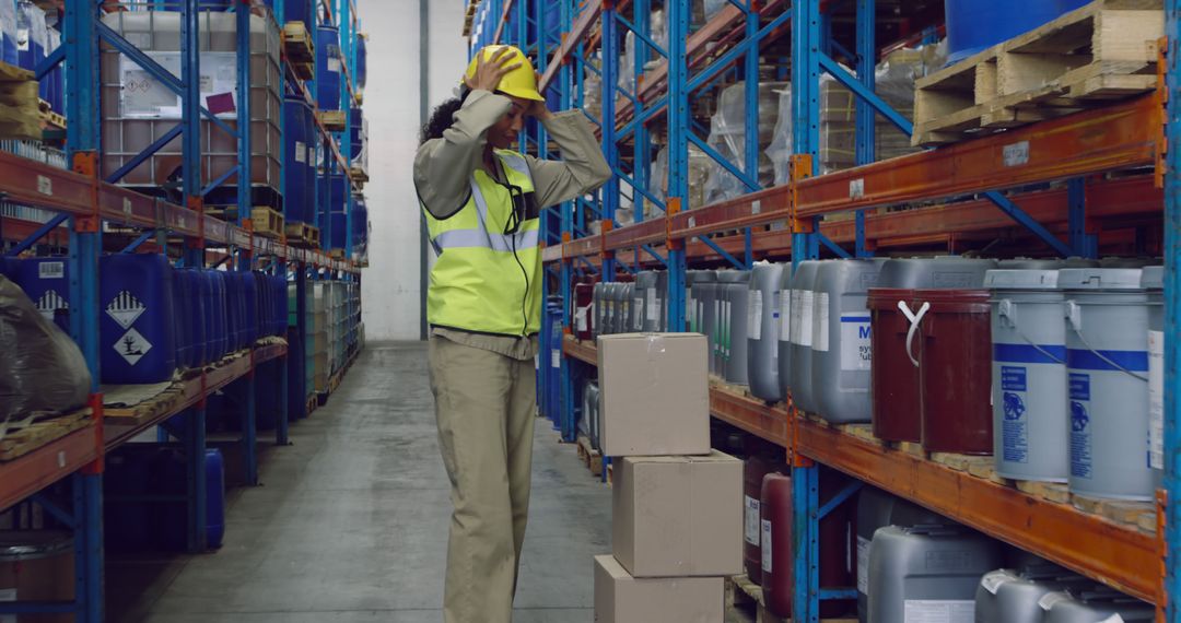 Warehouse Worker Facing Accident in Storage Area - Free Images, Stock Photos and Pictures on Pikwizard.com