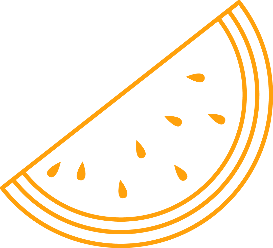 Minimalist Orange Watermelon Slice on Transparent Background