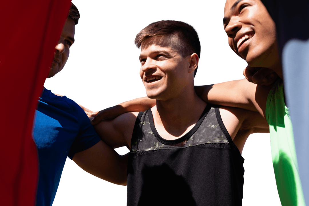 Transparent Team Spirit with Smiling Diverse Athletes