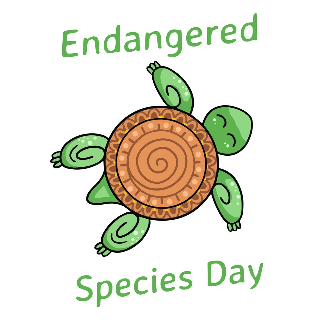 Vibrant Turtle Illustration for Endangered Species Day Awareness