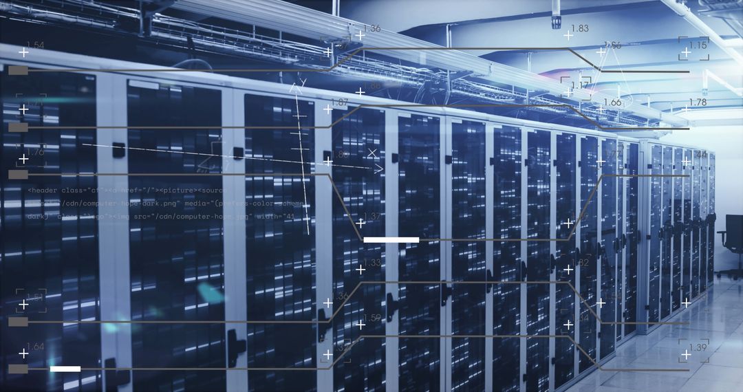 High-Tech Data Center with Digital Interfaces