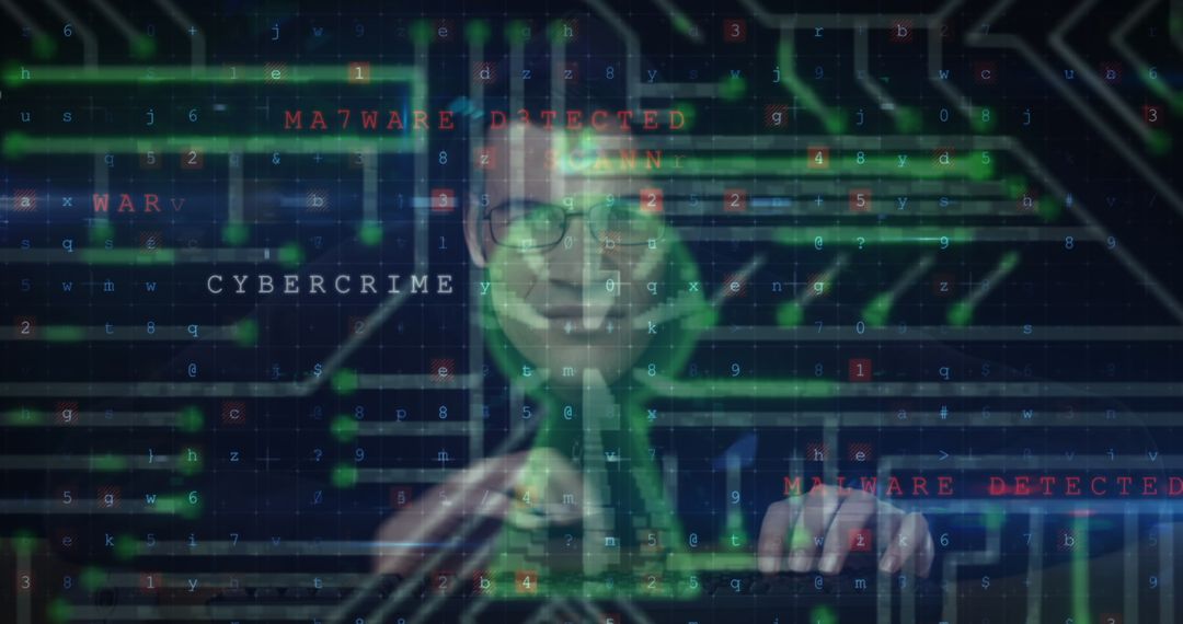 Cybercrime Concept with Hacker and Malware Warning