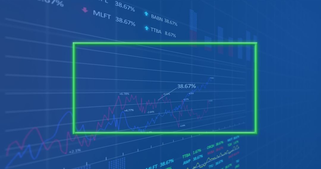 Digital Data Processing with Neon Frame Highlighting Trends