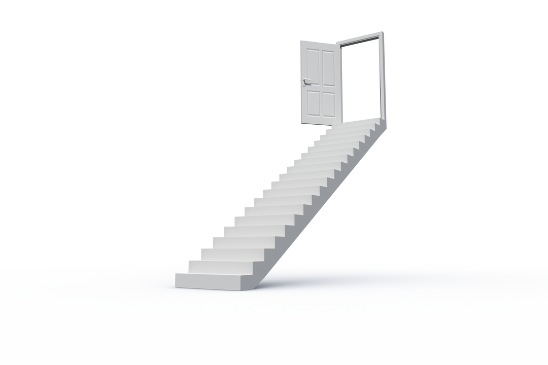 Digital Transparent Illustration of White Stairs Leading to Open Door - Download Free Stock Images Pikwizard.com