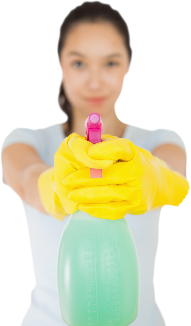 Cleaning Concept Woman with Spray Bottle on Transparent Background - Download Free Stock Images Pikwizard.com