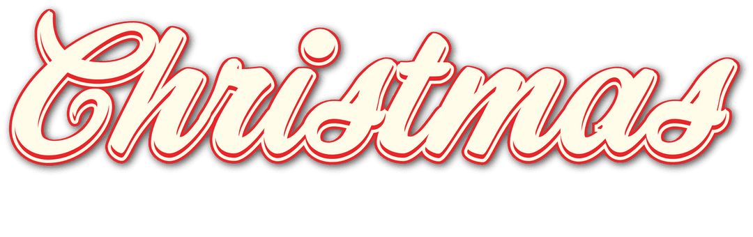 Festive Christmas Text Banner with Red Border on Transparent Background