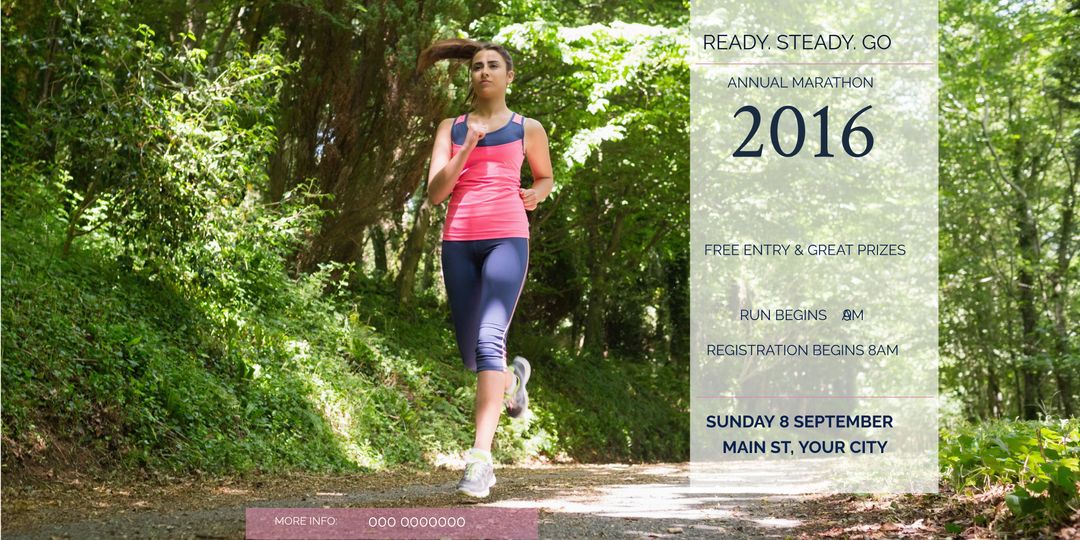 Female Runner on Green Pathway Promoting Fitness and Health