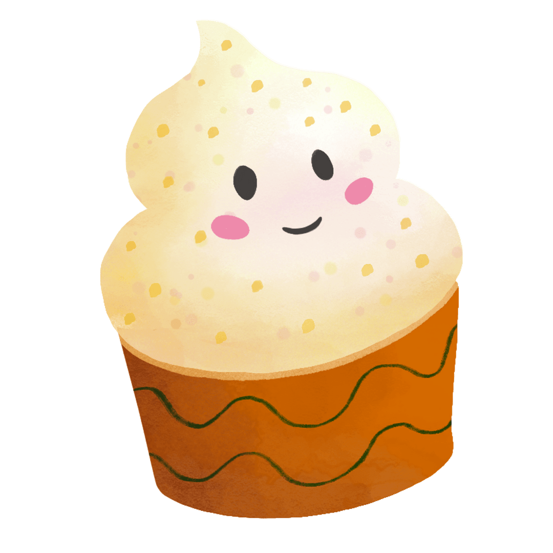 Playful Whimsical Cream Swirl with Cute Face on Transparent