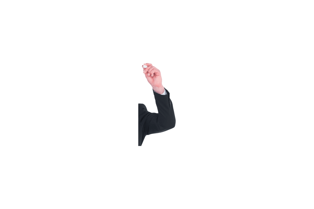 Caucasian Male Arm Holding Marker on Transparent Background