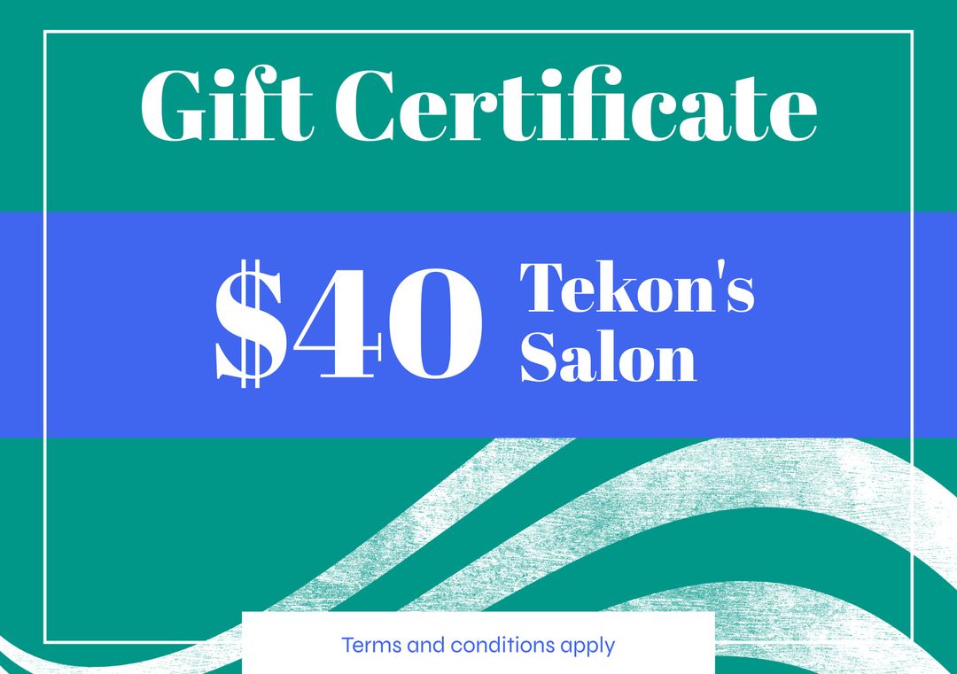 $40 Salon Gift Certificate Template in Green and Blue Design - Download Free Stock Templates Pikwizard.com