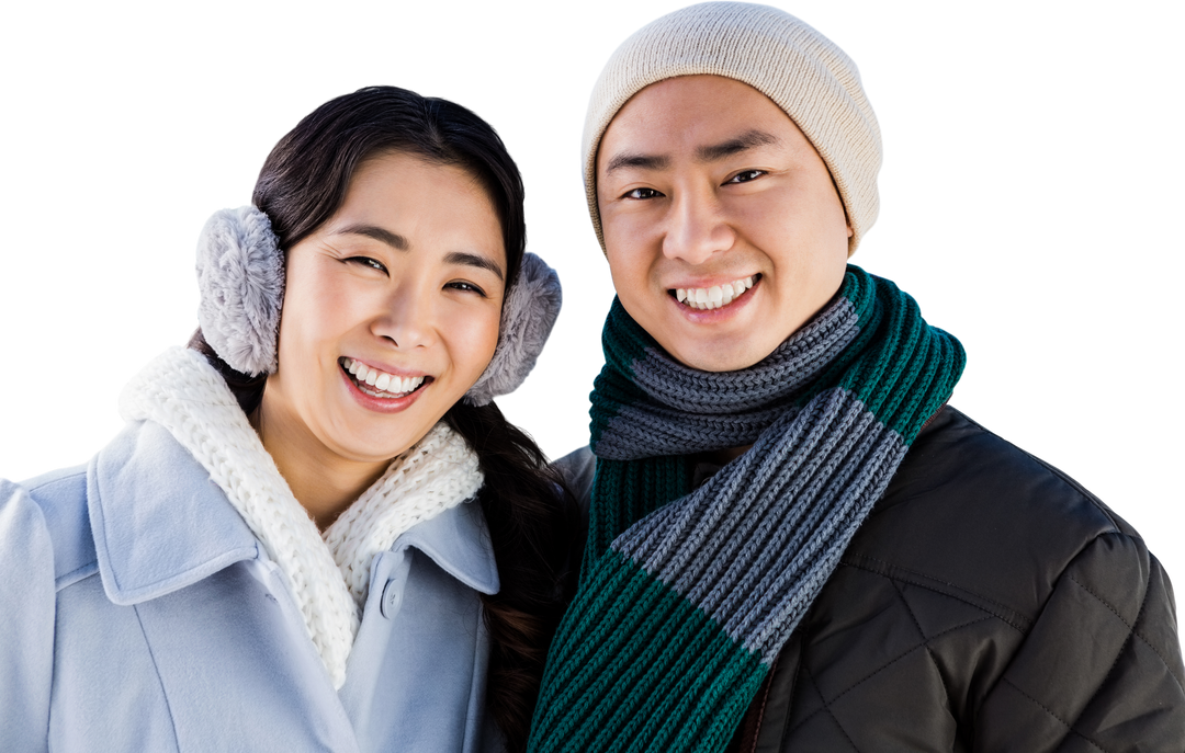 Transparent Smiling Couple Winter Warmth Seasonal Comfort - Download Free Stock Images Pikwizard.com