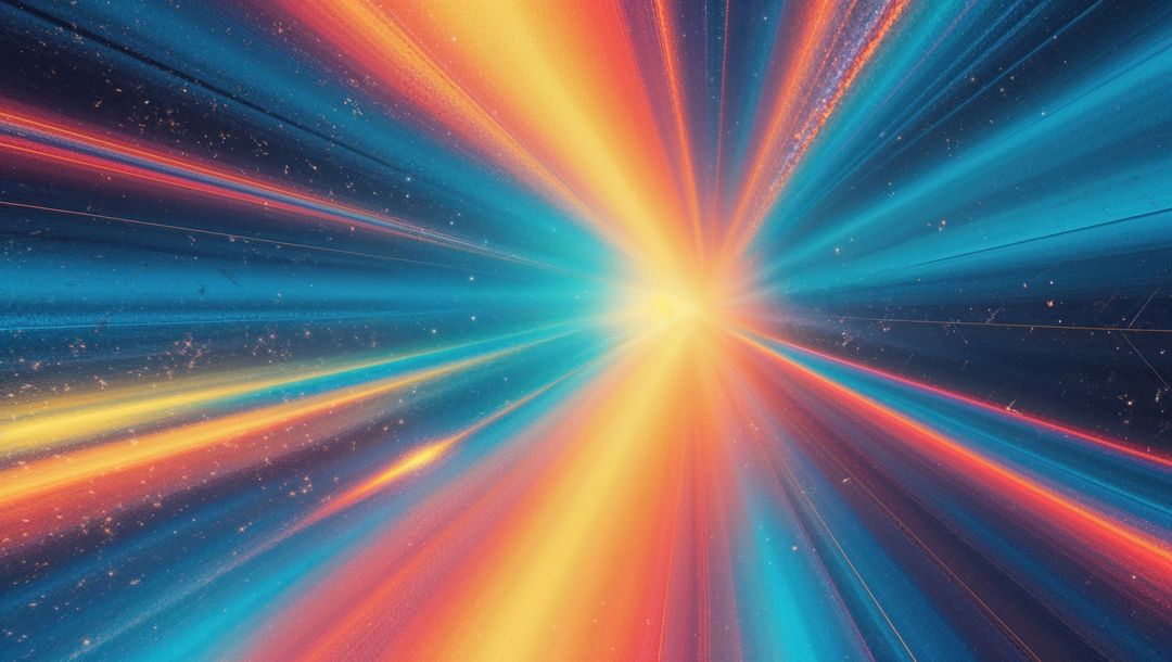 Vibrant Cosmic Burst with Multicolored Rays in Space