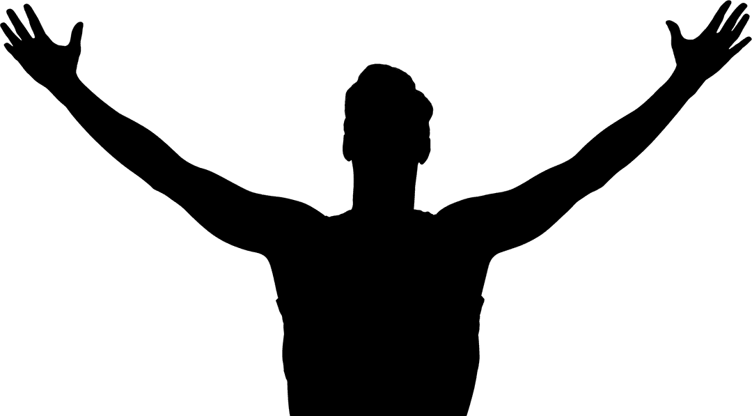 Silhouette of Cheering Man on Transparent Background