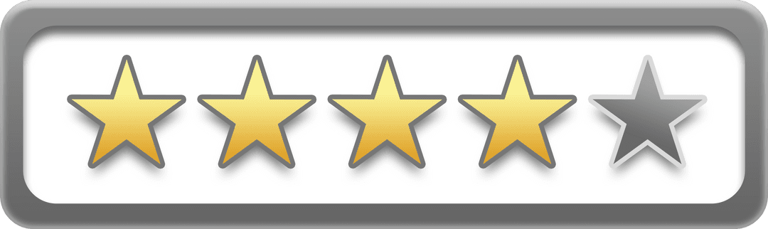 Transparent Four Star Rating Banner with Gradient Design