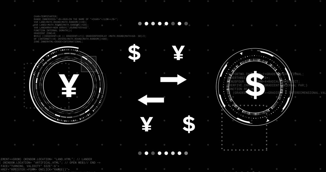 Futuristic Digital Currency Exchange Between Yen and Dollar