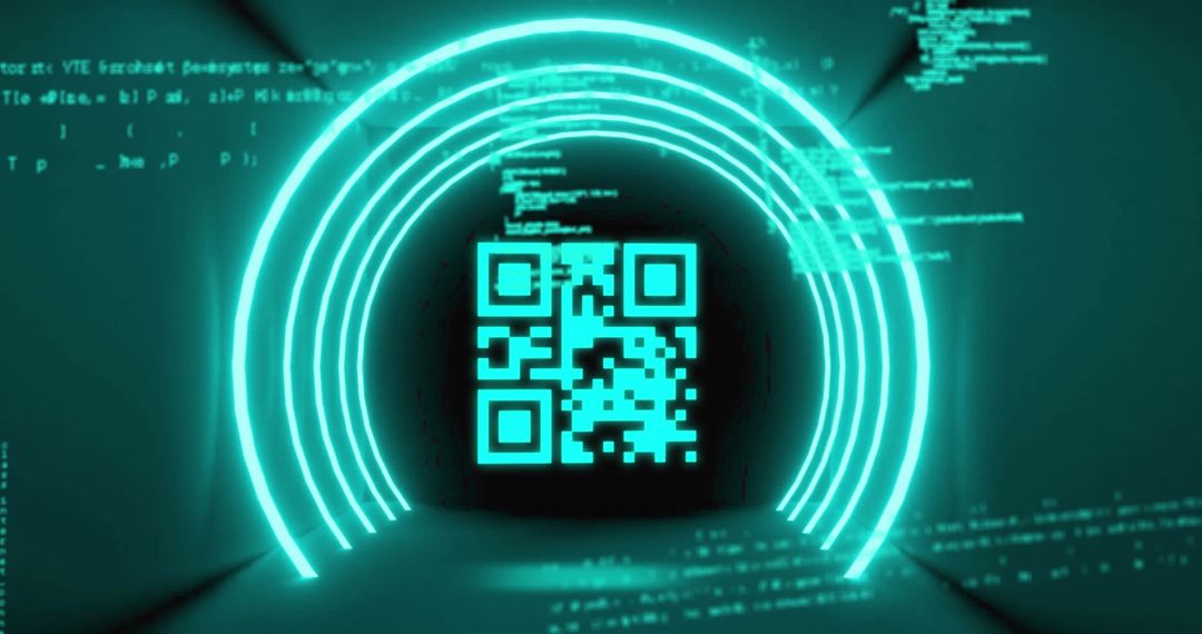 Futuristic QR Code with Cyber Tunnel Imagery
