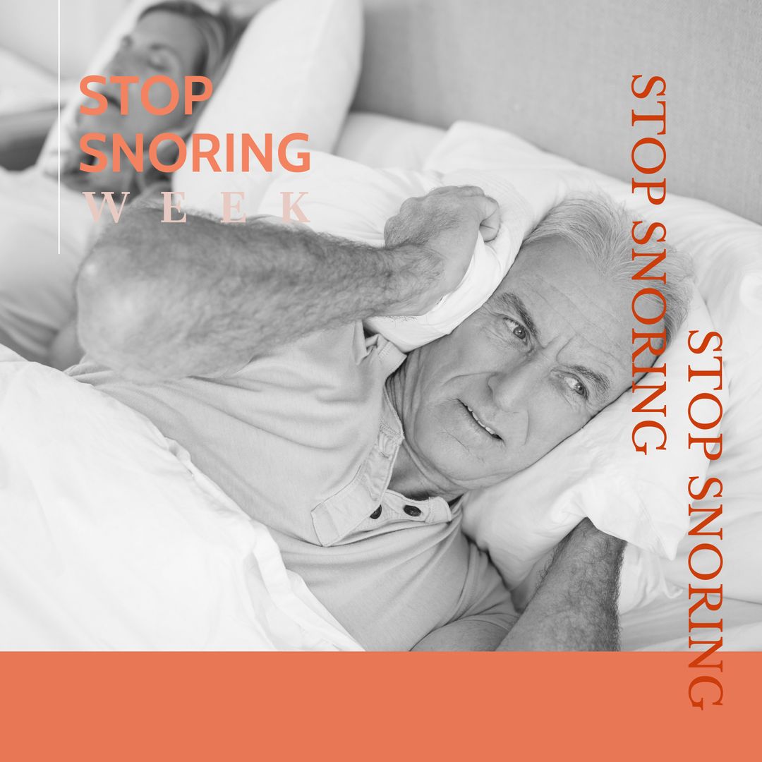 Stop Snoring Week: Senior Couple with Noise Issues in Bed