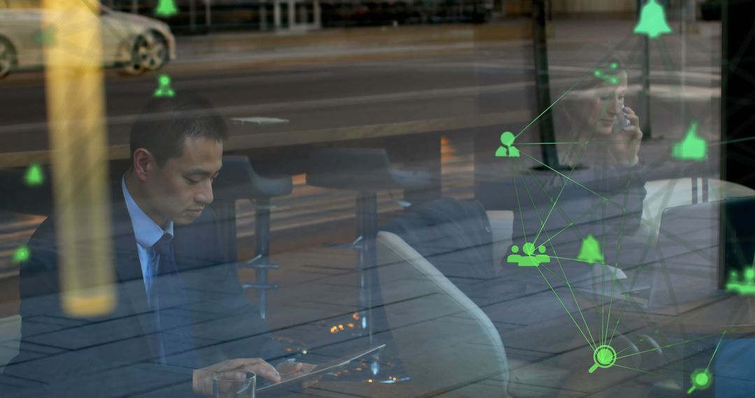 Business Professionals Monitoring Digital Network Connections