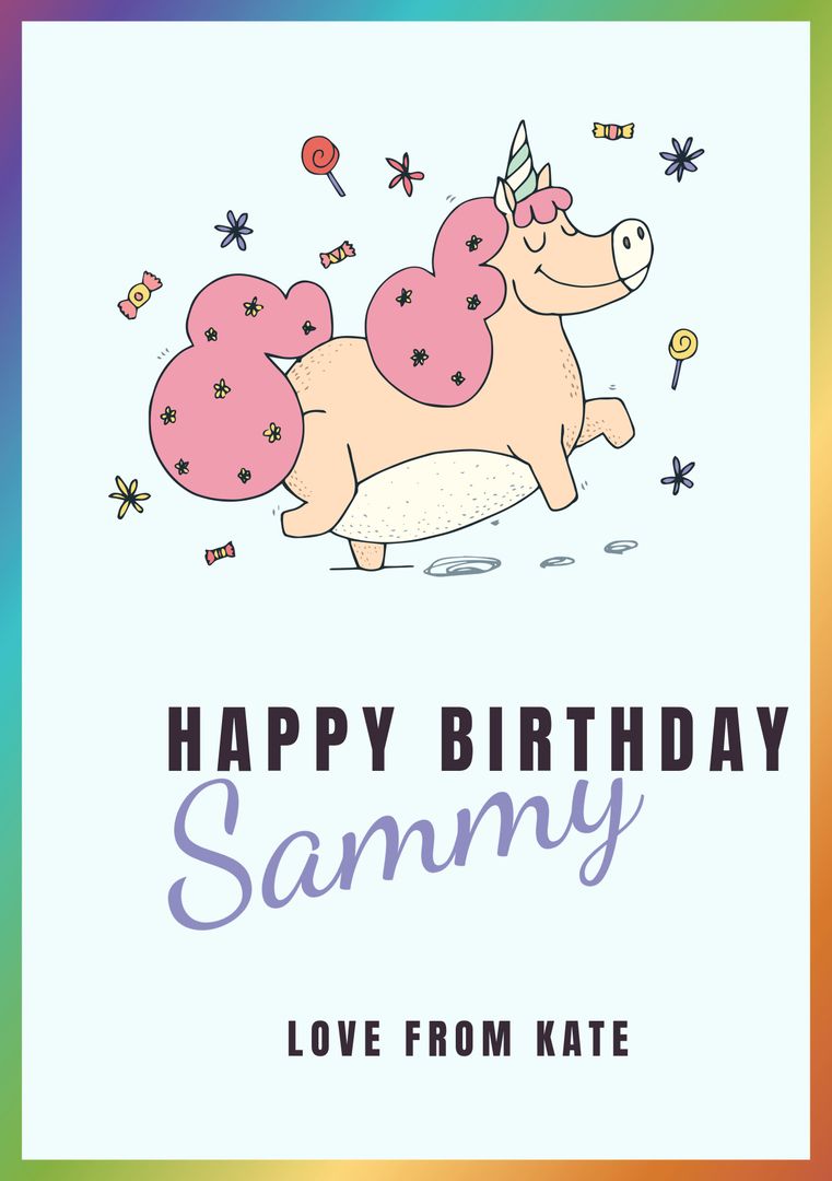 Whimsical Unicorn Birthday Card for Special Occasions - Download Free Stock Templates Pikwizard.com