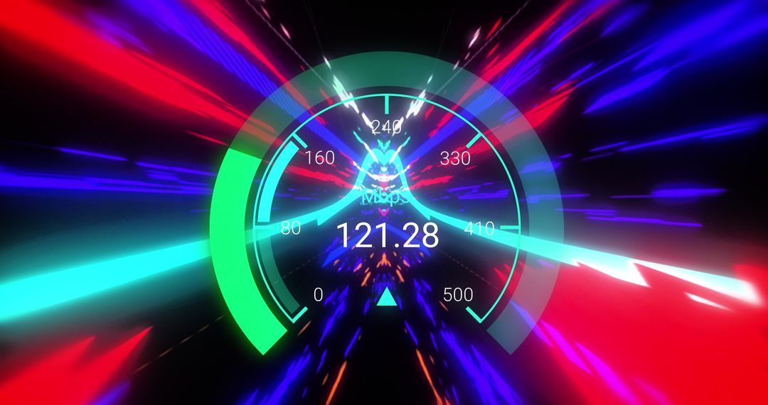 Dynamic Speedometer Interface with Colorful Light Trails