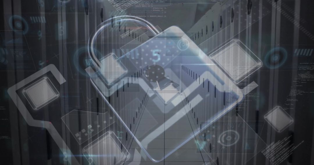Futuristic Cybersecurity Concept with Padlock and Circuit Imagery