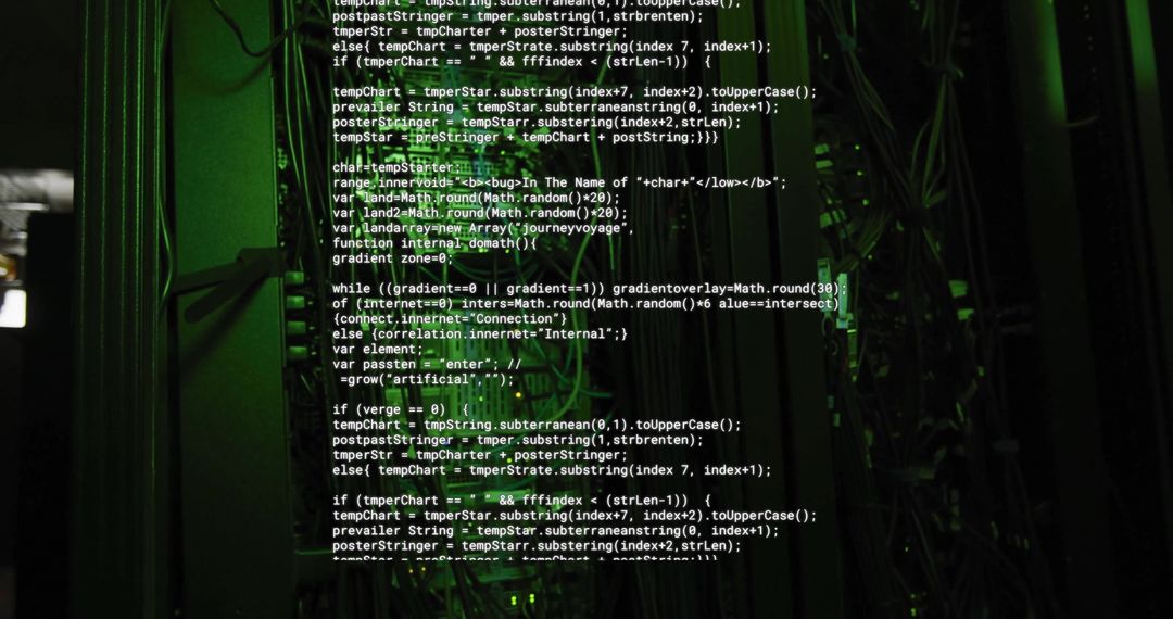 Complex Code Overlaying Server Racks in Dark Data Center