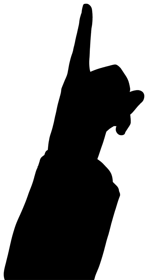 Hand Pointing Gesture Silhouette on Transparent Background