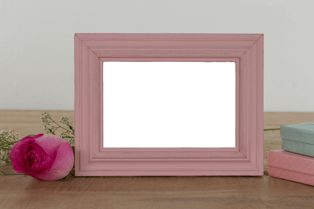 Transparent Interior Photo Frame with Rose and Gifts Display