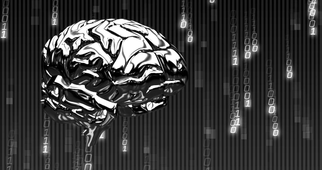 Futuristic Digital Brain with Binary Code - Free Images, Stock Photos and Pictures on Pikwizard.com
