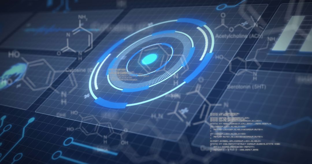 Futuristic Digital Interface with Technical HUD Elements