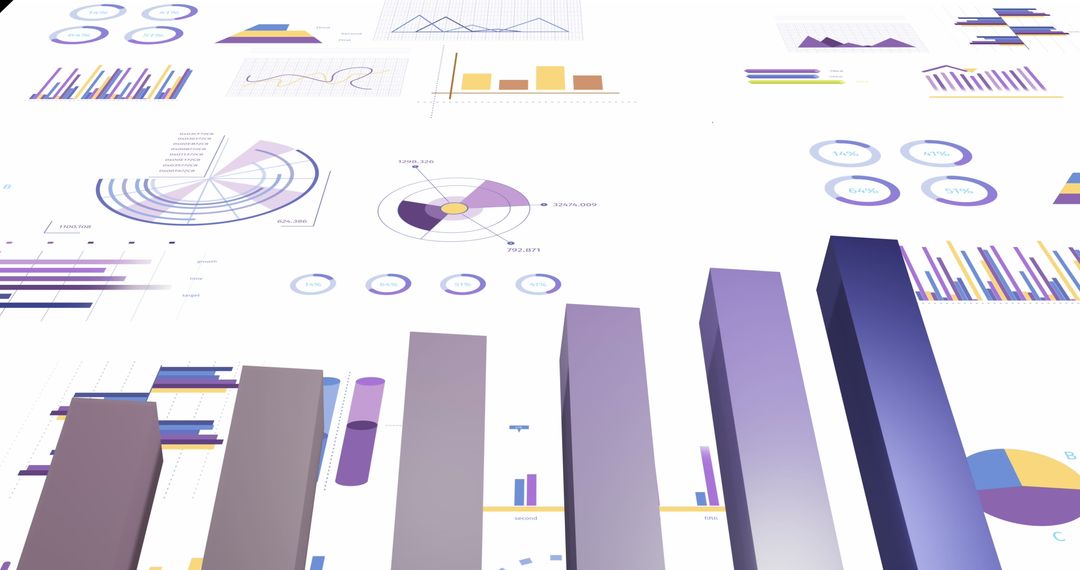 Dynamic Financial Graphs on White Background Indicating Growth