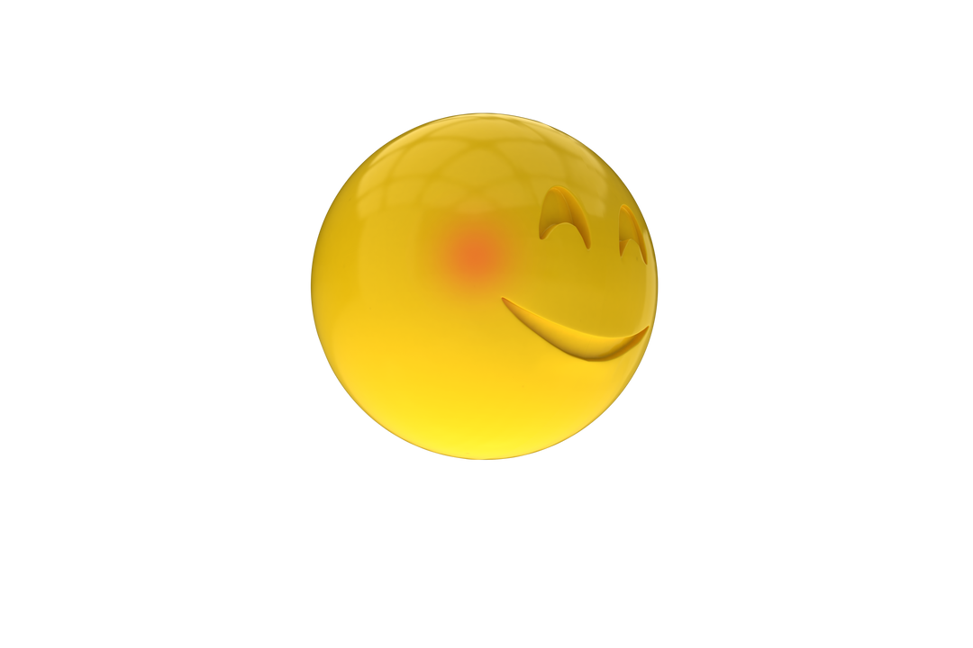 3D Transparent Happy Smiley Face Blushing Yellow - Download Free Stock Images Pikwizard.com